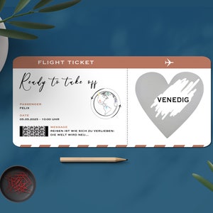 Bordkarte (Personalisiert), Boardingpass, Reisegutschein, Flugticket, Rubbelkarte, Geschenk, Weihnachten, Valentinstag, Geburtstag