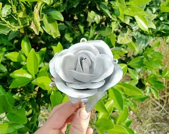 Rosa de alumínio, presente de 10º aniversário, presente de aniversário, aniversário de alumínio, flor de alumínio, décimo aniversário, aniversário de lata, alumínio