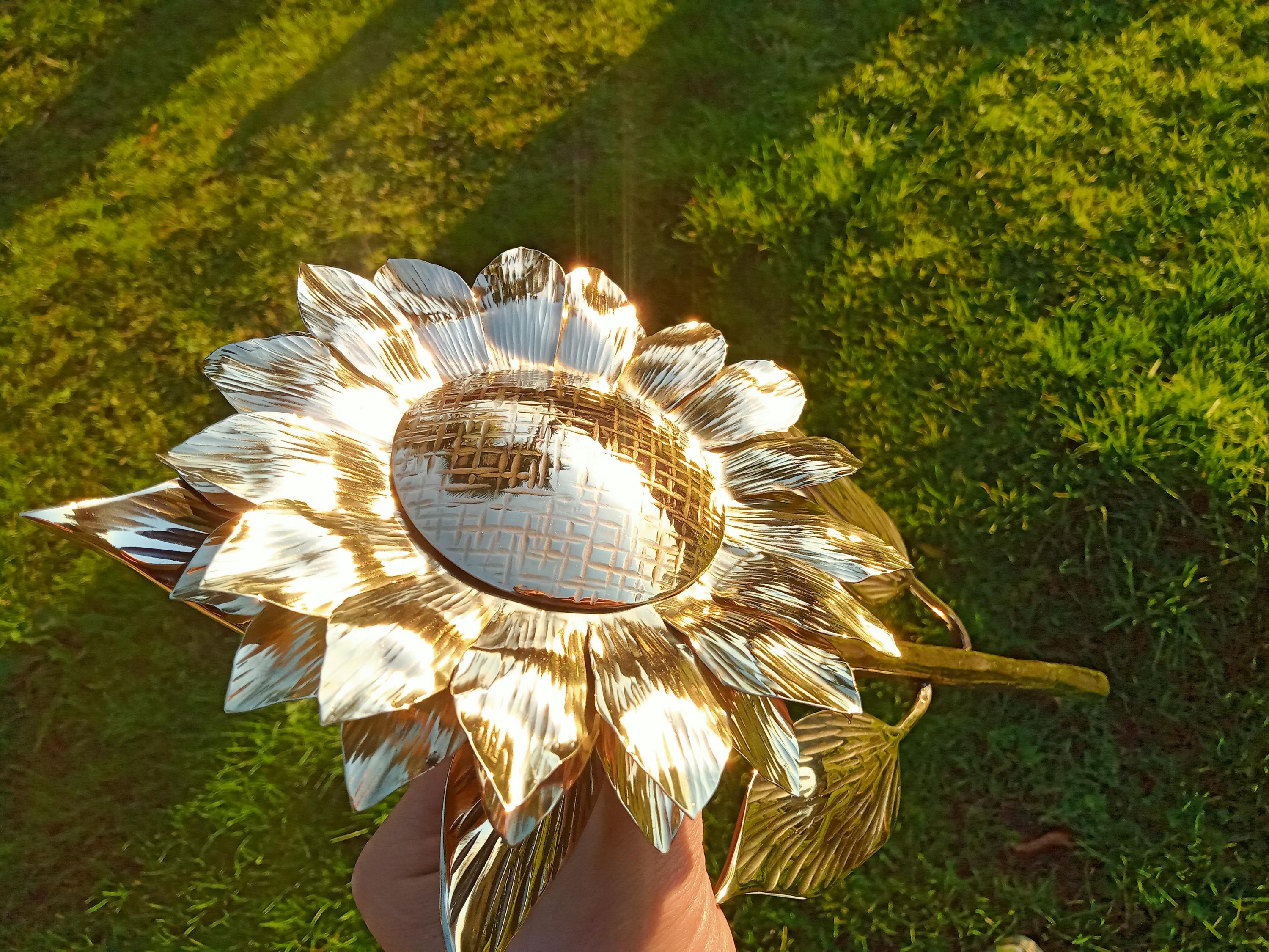 Bronze Sunflower - Bronze Sculpture, 8th Anniversary Gift, Table