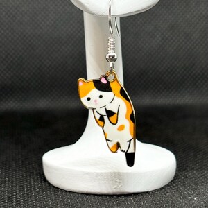 Hanging Cat Scruff Dangle Earrings Playful Hand Assembled Animal Jewelry 925 Sterling Silver Hypoallergenic Hooks Cute Cat Lover Earrings