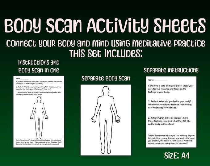 Body Scan Therapist Activity Sheet for Mental Health Help Download and ...