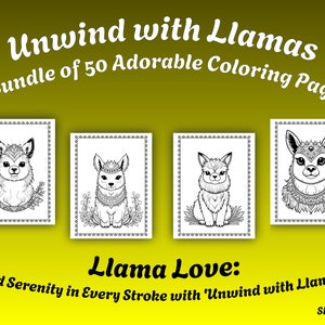 Páginas para colorir de lhama Pacote de 50 páginas PDF para download e impressão em papel tamanho carta Páginas para colorir de animais para adultos e crianças Atividade divertida