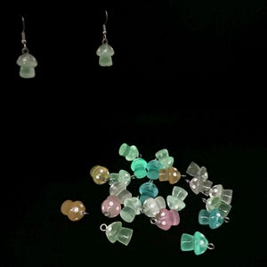 Glow in the Dark Mushroom Earrings Mystery Color Hand Assembled with Hypoallergenic Hooks Mushroom Jewelry Gift for Fairy Lover Accessory