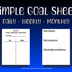 Simple Goal Planner Guide for Digital Download and Print Letter Sized ...