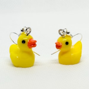 Rubber Ducky Earrings Hand Assembled with Hypoallergenic Hooks Cute Animal Jewelry Gift for Duck Lovers Fun Accessory Silly Duck Earrings