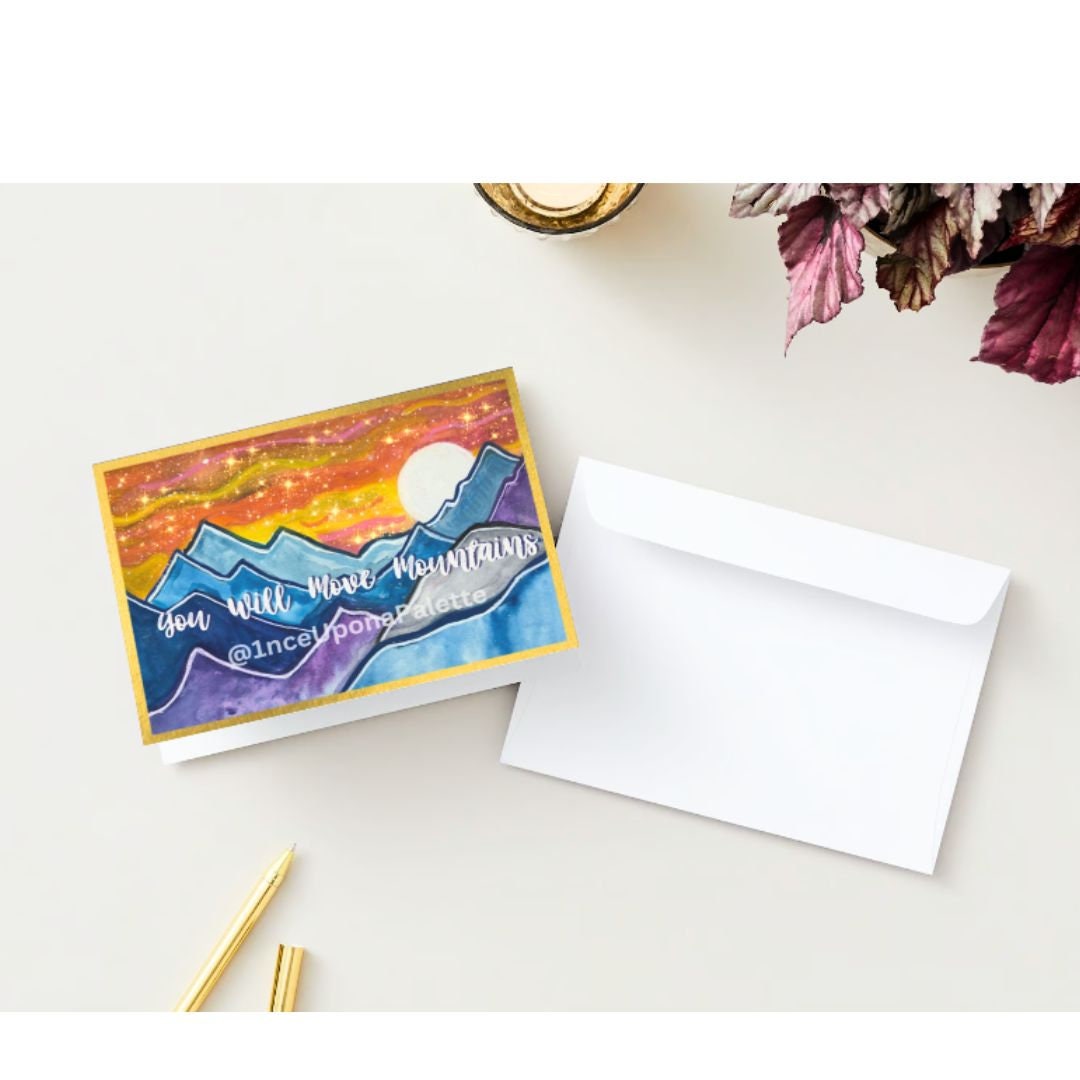 Mountain Grad Card Colorful Watercolor Mountain Graduation Card you Will Move Mountains - Etsy
