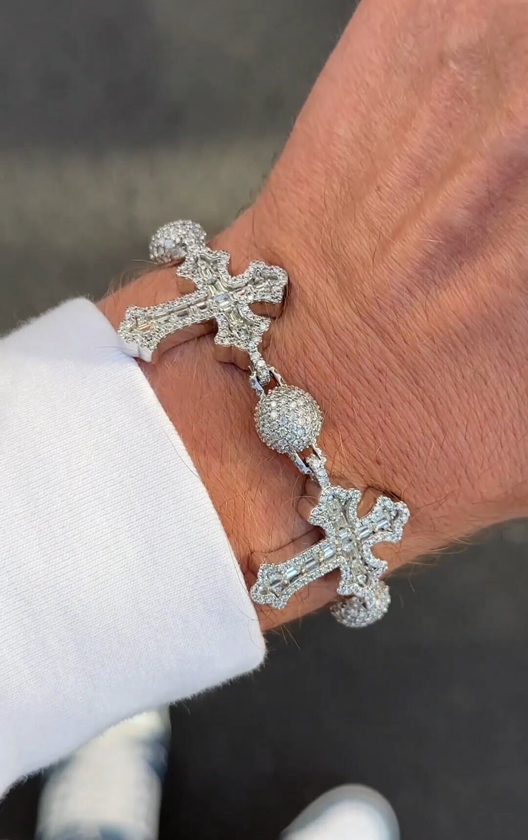 Mens diamond cheap cross bracelet