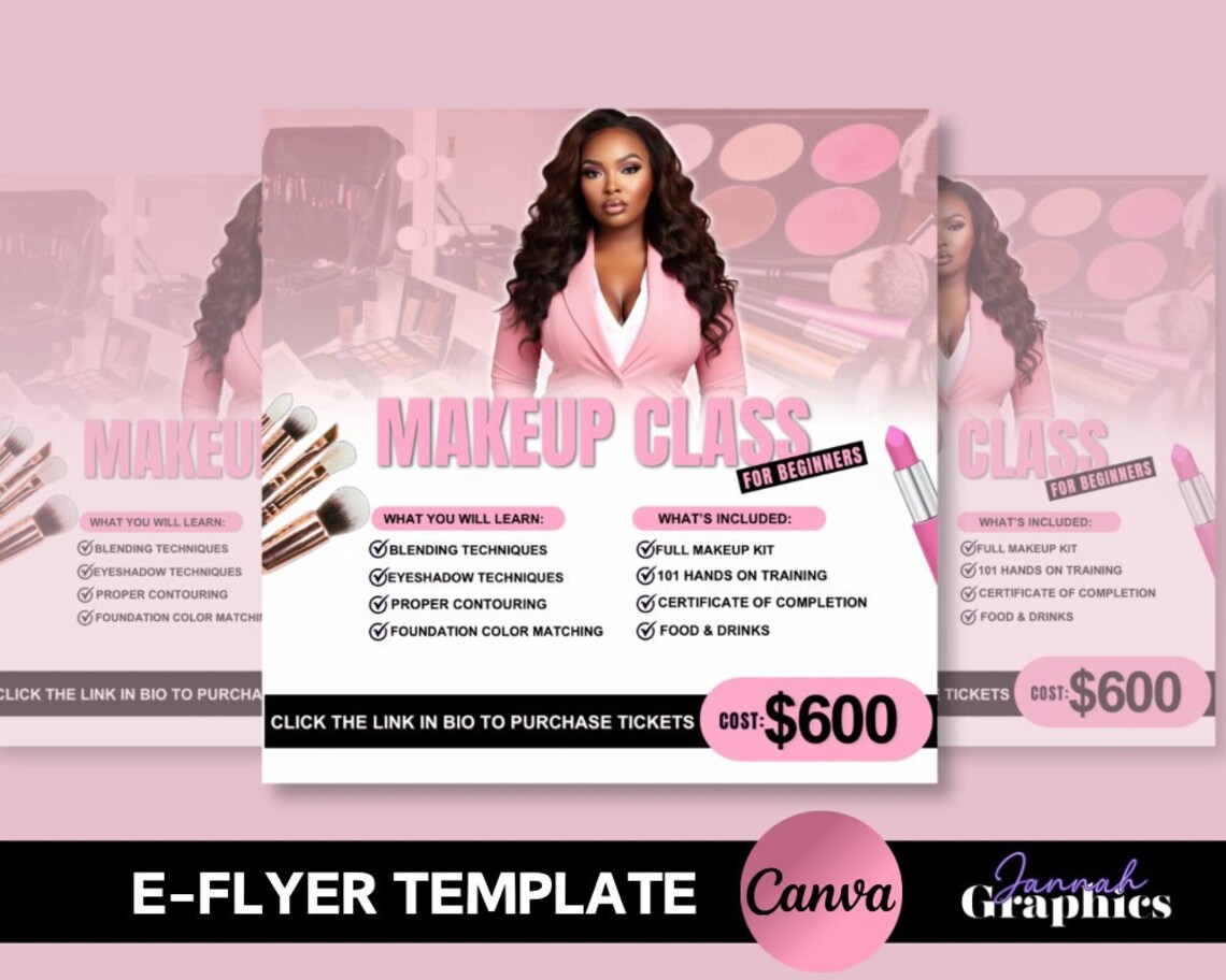 Makeup Class Flyer Template Makeup Artist Template Customizable