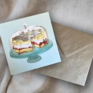 Karte London I Victoria Sponge Cake I England I Grußkarte quadratisch mit Umschlag