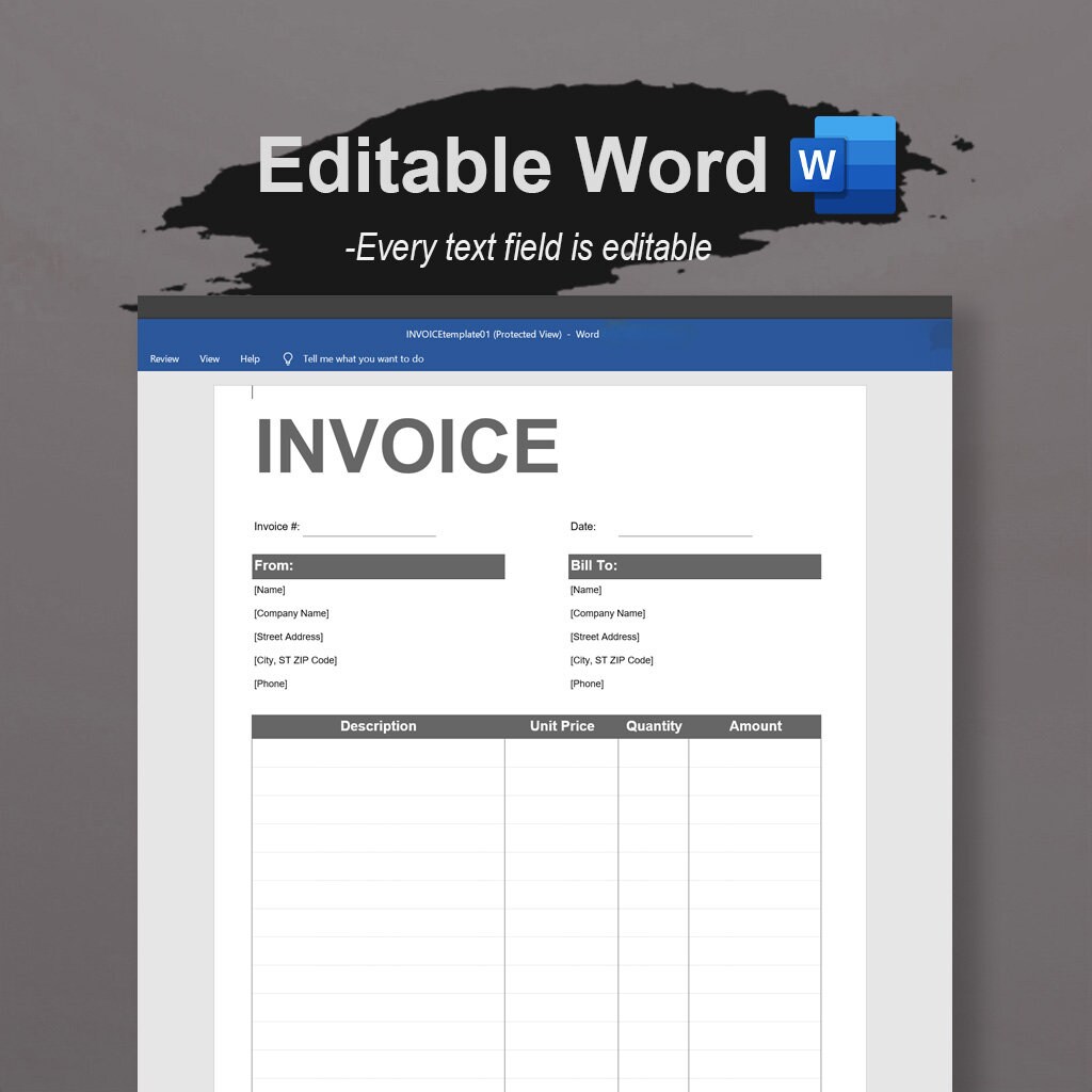 Business Invoice | Simple Invoice Template | Editable & Printable PDF ...