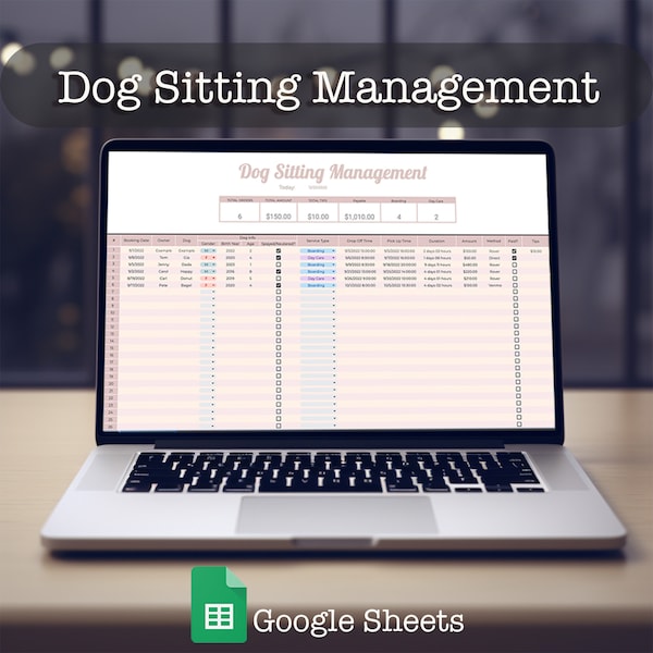 Dog Sitting Management Spreadsheet for Dog sitter | Tool for Rover sitter | Dog Day care / sitting tracking | rover manager light version