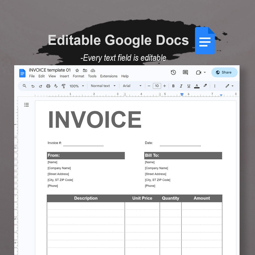 Business Invoice | Simple Invoice Template | Editable & Printable PDF ...