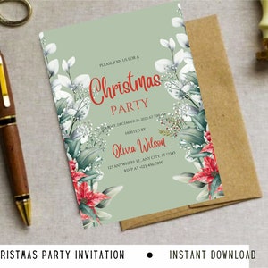 Christmas Party Invitation, Christmas Party Invite, Christmas Party Printable, Holiday Party Invitation, Christmas Invitation Download