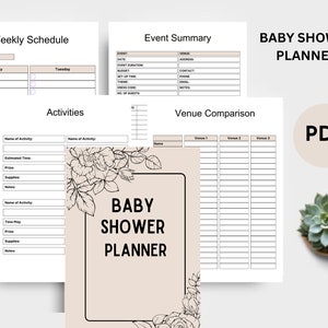 Printable PDF Baby Shower Planner, Baby Shower Planner, Planning a Baby Shower, Digital Download, Instant Download, Baby Shower Checklist