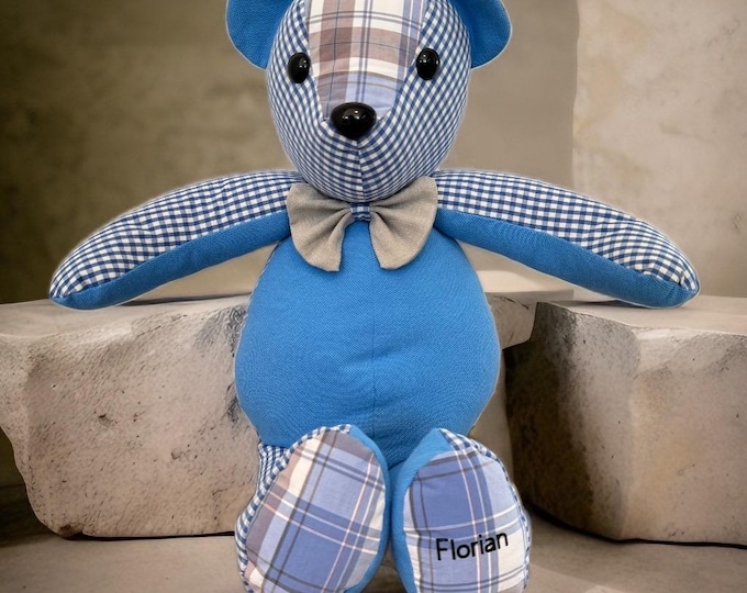 Memory Bear • Memory teddy made from clothing • 24 cm or 34 cm • Personalized • with birth weight • Keepsake Bear • Memory bear