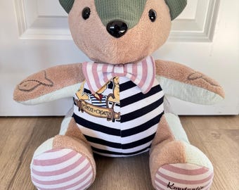 Memory Bär Melody • Erinnerungsteddy aus Kleidung • 31 cm • Personalisiert • mit Geburtsgewicht möglich • Keepsake Bear  • Erinnerungsbär