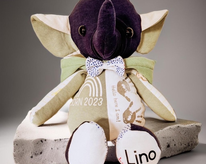 Memory Elephant • Memory animal made from clothing • 27 cm • Personalized • with birth weight possible • Keepsake Elephant • Memory bear