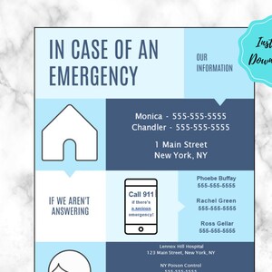 In Case of Emergency Template | Customize It! | Instant Download