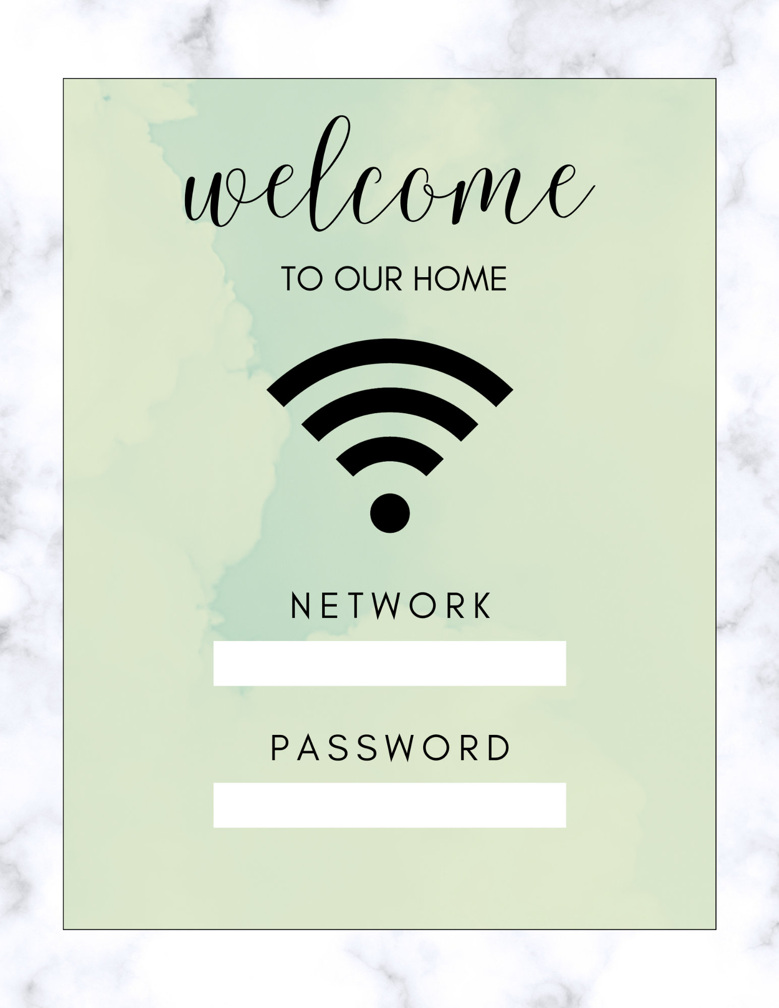 Example Wi Fi Password Sign Wi-fi Password Sign | Printable Template | Customize It! | Instant ...