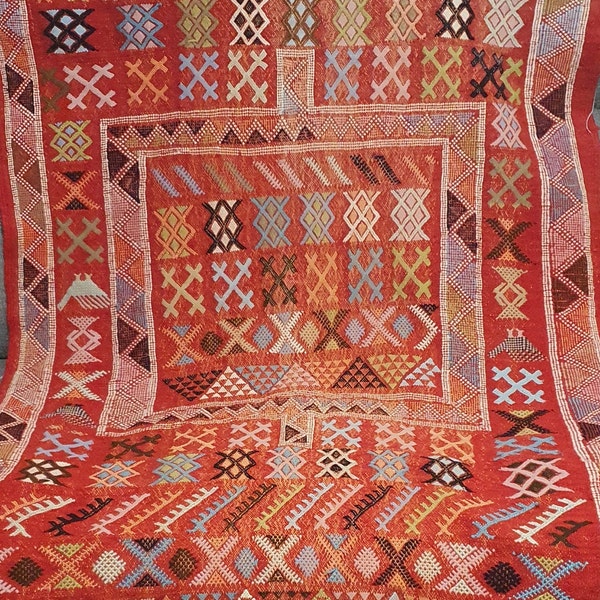 Alfombra artesanal marroquí vintage única 85x140 cm