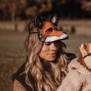 Maschera volpe rossa, maschera in cartapesta, maschera per bambini, maschera per adulti, maschera per animali