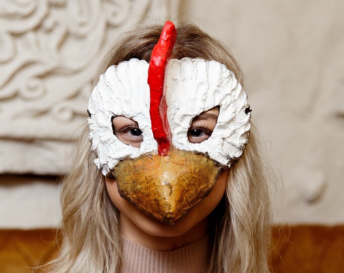 White Rooster Mask, Chiken, Easter, Paper Mache Mask, Bird Mask - Etsy