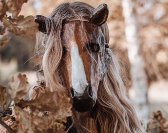 Horse mask, paper mache mask, full face mask, animal mask