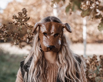 Dog mask, paper mache mask, mask art