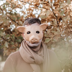 Pig mask,  paper mache mask, masquerade, photo shoot prop