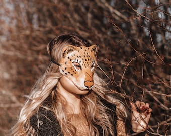 Jaguar face mask, leopard masquerade, jaguar the mask gift, leopard paper mask, paper mache mask, animal mask