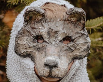 Paper mache wolf mask