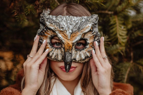 Paper mache owl carnival mask