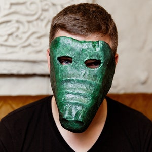 Crocodile mask, paper mache mask, full face mask