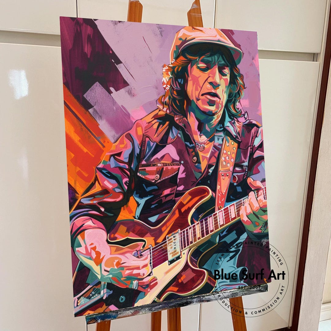 Hand-painted ACDC Guitar Pop Art Oil on Canvas Customizable Canvas ...