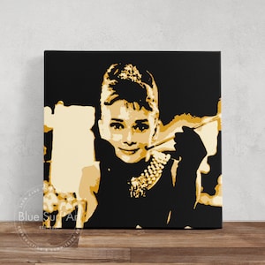 Iconic The Breakfast at Tiffany&#39;s Audrey Hepburn Pop Art Painting Hand-Painted Masterpiece on Canvas Customizable Canvas Sizes
