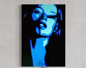 90s Supermodel Pop Art: Hand-painted Oil Canvas - Fashion Icon