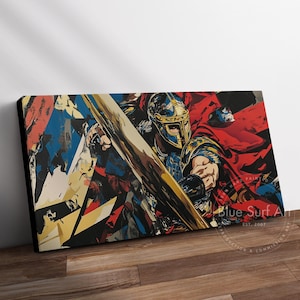 Reproducción de pintura al óleo de gladiador pintada a mano: Arte guerrero audaz