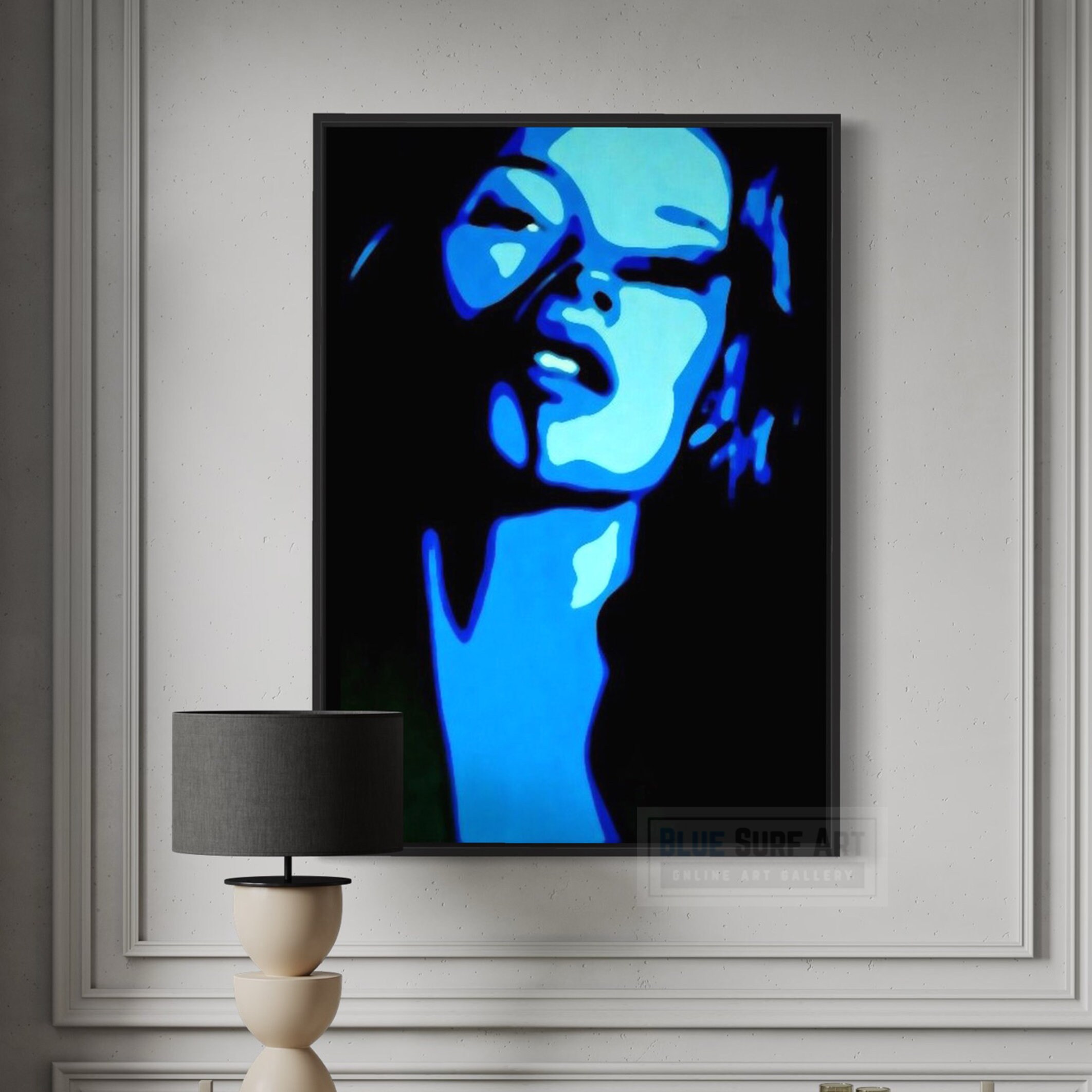 90s Supermodel Pop Art: Hand-painted Oil Canvas - Fashion Icon
