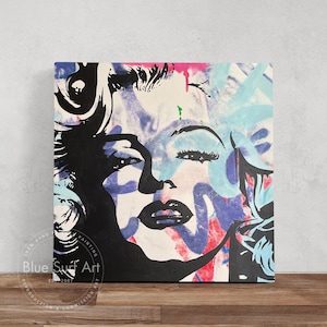 Hollywood Glamour Pop Art – Vintage Blonde Icon-Inspired Canvas Painting, Hand-Painted Oil, Retro Wall Decor