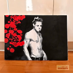 Fight Club Pop Art Painting Brad Pitt Available Both as Prints and Original Hand Painted Oil on Canvas Perfect Gift for Cult Film Lovers Art