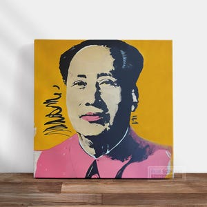 Mao Tse-Tung Pop Art Hand Painted Painting Pop Culture Wall Art Oil Painting Prints Gift Art Canvas Decor Gift for Friends Living Room Art