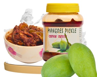 Set of 6 Handmade Spicy and Tangy Mango Pickle (250g)| No Preservative | No additive | Bhagya's Recipe
