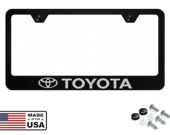 Cornice per targa Toyota in acciaio inossidabile nero inciso al laser
