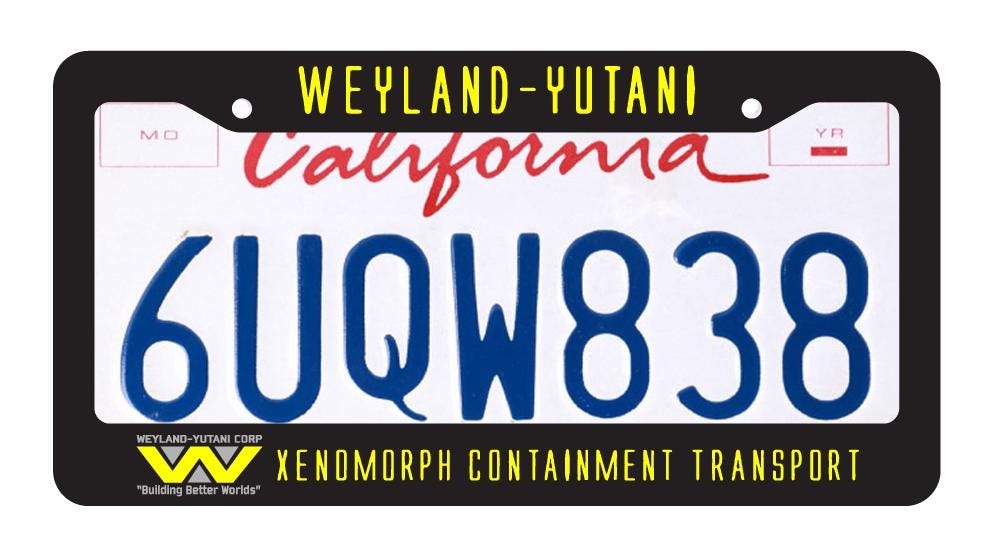 For Aliens Fans Weyland-yutani/xenomorph Containment License Plate