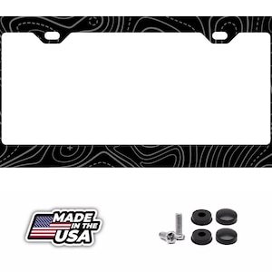 Topographic | topography | map | exploration | urbex | discovery | edc - engraved black metal license plate frame