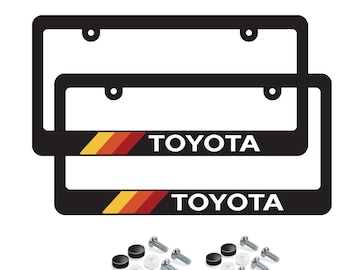 Marco para matrícula con rayas retro de Toyota, nuevo Toyota rojo (par)