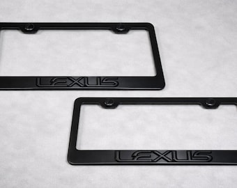 2x Suporte de placa de matrícula Lexus 3D em aço inoxidável com acabamento preto