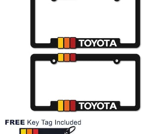 ヴィンテージ トヨタ レトロスタイル ナンバープレートフレーム TRD オフロード タコマ FJ クルーザー 4x4 キーチェーン付き 2 個