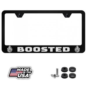 Boosted Mustang Coyote Laser Etched Black Powder Coated Stainless License Plate Frame Including Mounting Hardware
