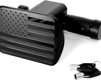 Metalen kap met Amerikaanse vlag – ontvanger 2 inch, roestvrijstalen embleem, uv-bestendig